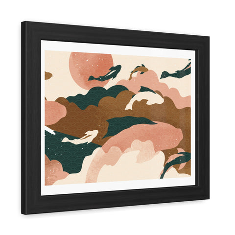 Koi Wind 2 - Artistic Framed Posters: Serene Dolphin & Sunset Wall Decor