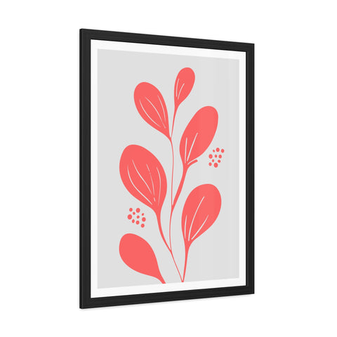 Stratica 3 - Modern Framed Floral Poster - Coral Leaf Design for Home Décor