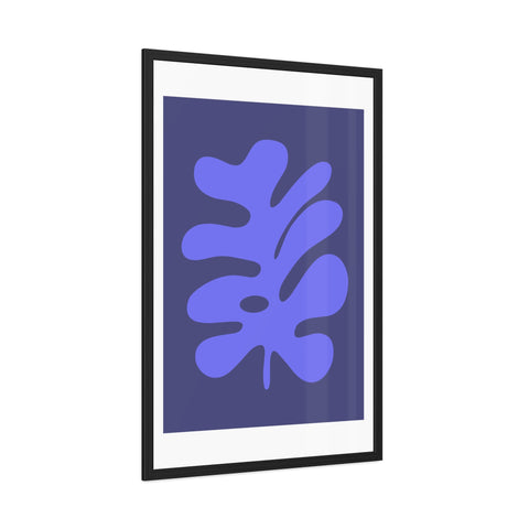 Stratica 7 - Modern Botanical Framed Poster - Abstract Blue Leaf Design for Home Decor