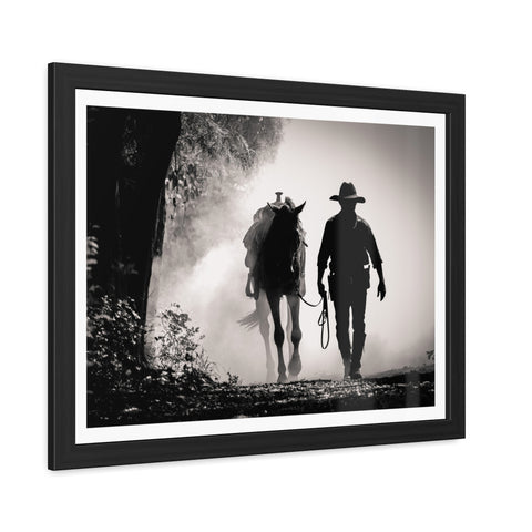 Cowboy & Horse Framed Poster - Rustic Wall Art for Equestrian Lovers