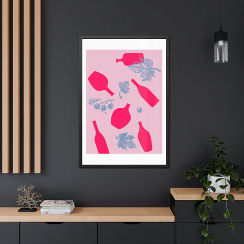 Sonoma 2 - Stylish Framed Art Print: Vibrant Bottles & Leaves Design for Home Decor