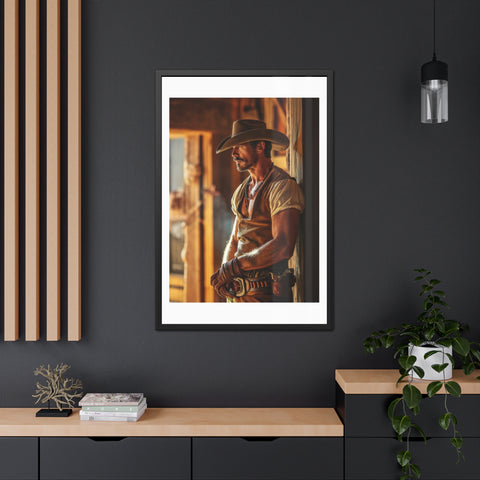 Cowboy 1 - Rustic Western Framed Poster - Cowboy Wall Art for Home Decor