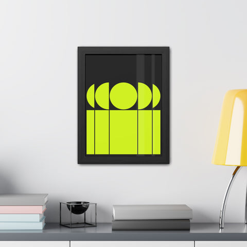 Modernica 1 - Modern Geometric Framed Poster - Bright Yellow and Black Wall Art for Contemporary Decor