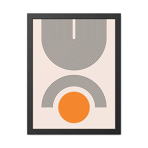 Brenda 2 - Modern Geometric Framed Poster - Minimalist Wall Art with Orange Circle