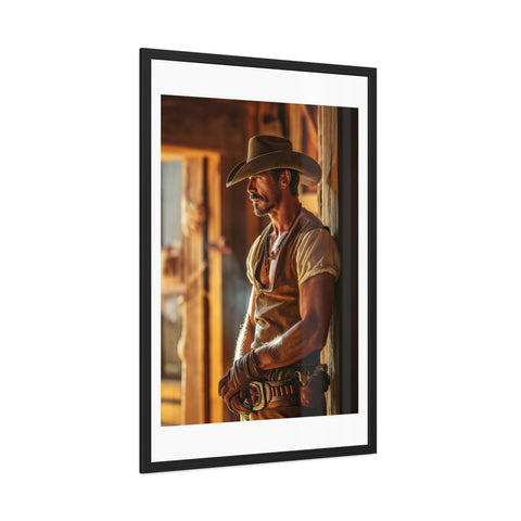 Cowboy 1 - Rustic Western Framed Poster - Cowboy Wall Art for Home Decor