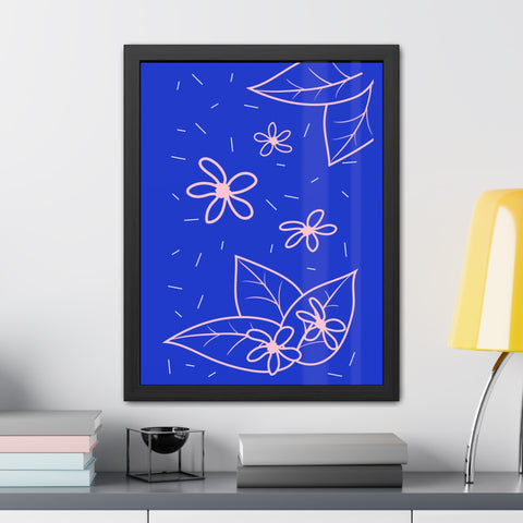 When life gives you lemons 3 - Blue Floral Framed Poster - Modern Botanical Art for Home Decor