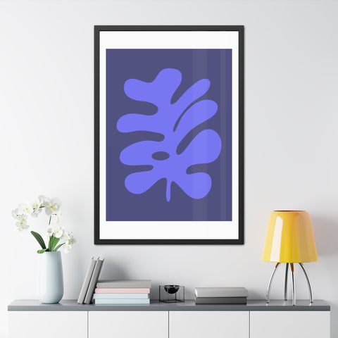 Stratica 7 - Modern Botanical Framed Poster - Abstract Blue Leaf Design for Home Decor