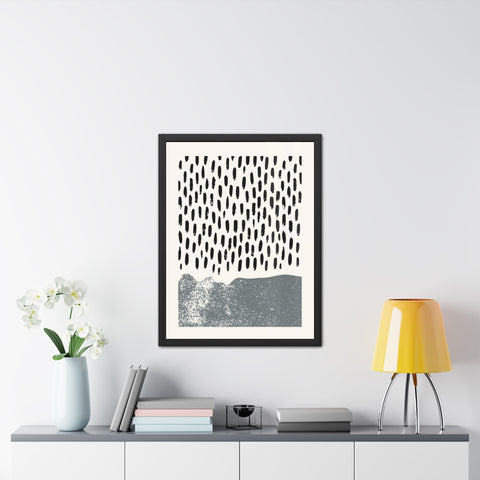 Ink Block 2 - Modern Minimalist Framed Poster - Black and White Abstract Art for Home Décor