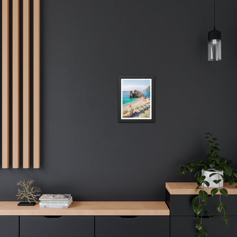 Coastal Beach Umbrellas - Framed Poster Art - Bright Summer Vibes