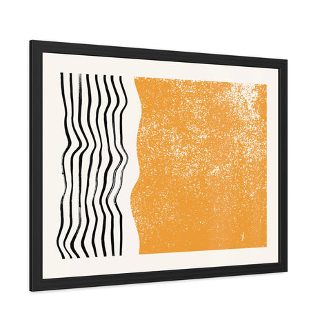 Ink Stamp 8 - Modern Abstract Framed Poster - Orange & Black Art for Home Decor