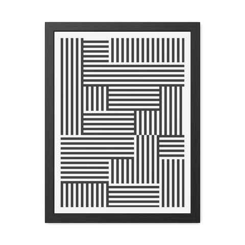 Gridline 4 - Modern Black and White Framed Poster - Minimalist Geometric Wall Art for Home Decor