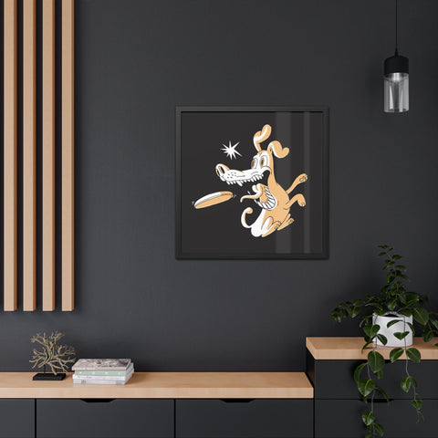 Catch it - Playful Dog Framed Poster - Fun Pet Decor for Animal Lovers