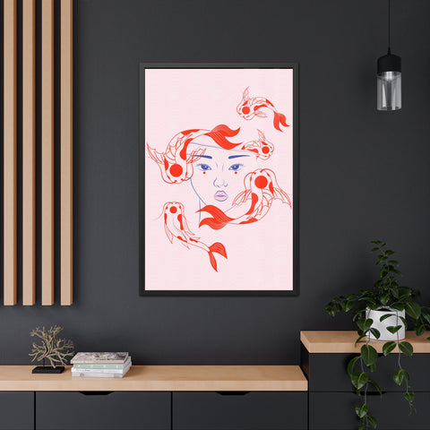 Koi Fish Art Framed Poster - Serene Wall Decoration for Home Decor Enthusiasts