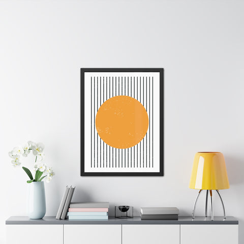 Ink Stamp 1 - Modern Geometric Framed Poster - Minimalist Art with Yellow Circle
