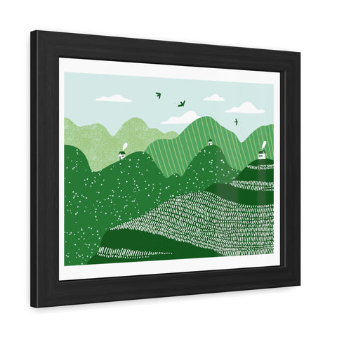 Greenscape - Serene Green Landscape Framed Poster - Nature Wall Art for Home Decor