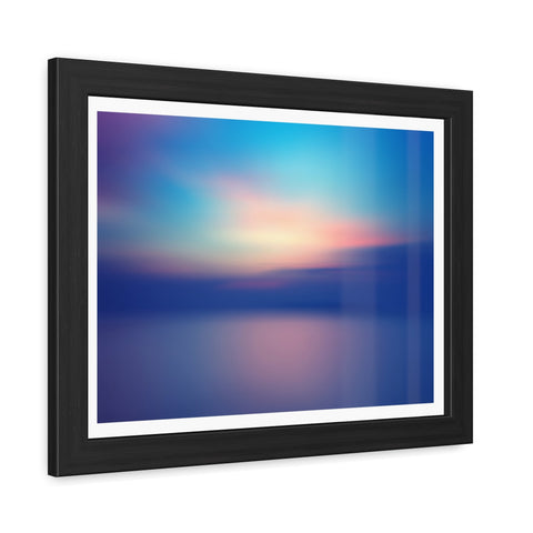Ariel Sunset - Calming Framed Poster - Abstract Blue and Pink Wall Art for Home Decor