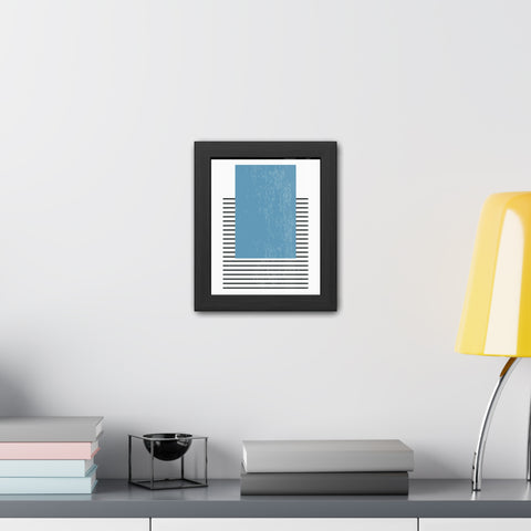 Ink Stamp 2 - Modern Minimalist Framed Poster - Blue Abstract Design for Home Decor