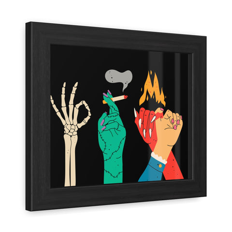 Hands Up - Bold Graphic Framed Posters - Edgy Art for Home Decor