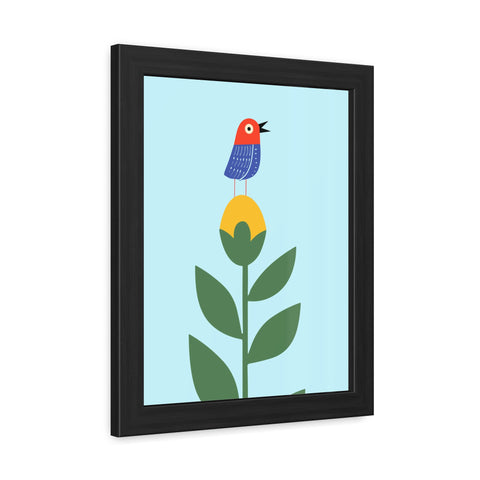Childrana 2 - Colorful Bird & Flower Framed Poster – Cheerful Wall Art for Nature Lovers