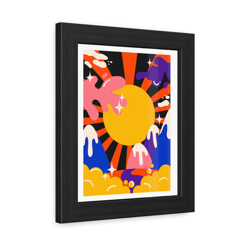 Grimland 3 - Vibrant Framed Poster - Retro Sunburst Art for Modern Decor