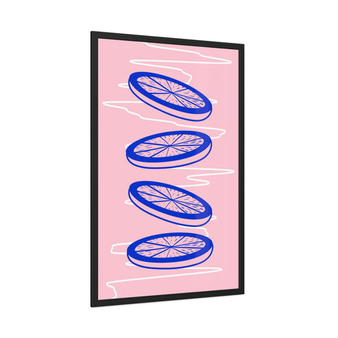 When life gives you lemons 6 - Trendy Framed Poster - Vibrant Blue Citrus Slices Art for Modern Home Decor