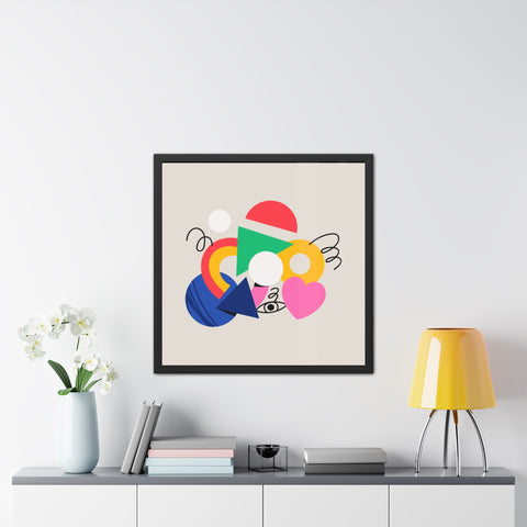 Cluster 1 - Vibrant Abstract Framed Poster - Modern Geometric Wall Art for Home Decor