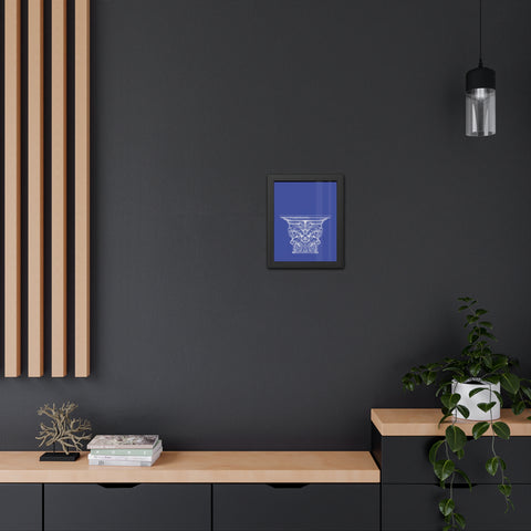 Greeked Out 1 - Elegant Architectural Framed Poster - Classic Column Design on Bold Blue Background