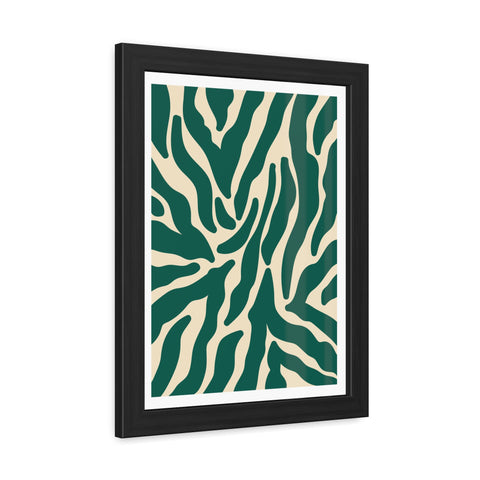 Natural formation 4- Modern Abstract Framed Poster - Green and Beige Wave Pattern Art for Home Decor