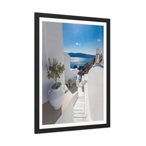Greek Summer - Serene Coastal Framed Poster - Perfect for Home Decor & Gift Ideas
