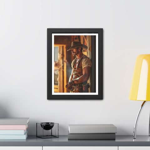Cowboy 1 - Rustic Western Framed Poster - Cowboy Wall Art for Home Decor