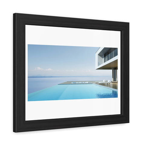 Infinity - Modern Minimalist Framed Poster - Serene Poolside View for Home Decor