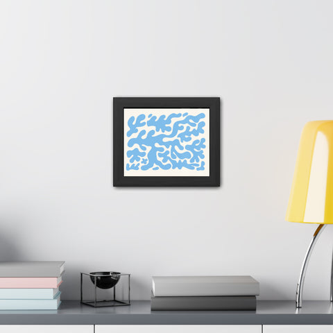 Mer 1 - Abstract Blue Coral Framed Poster - Modern Wall Art for Home Decor