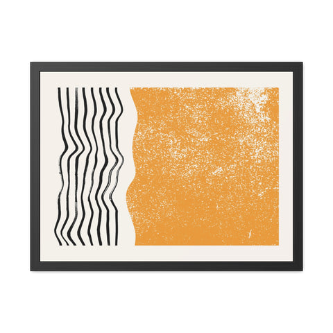 Ink Stamp 8 - Modern Abstract Framed Poster - Orange & Black Art for Home Decor