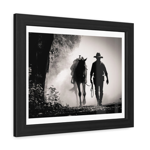 Cowboy & Horse Framed Poster - Rustic Wall Art for Equestrian Lovers