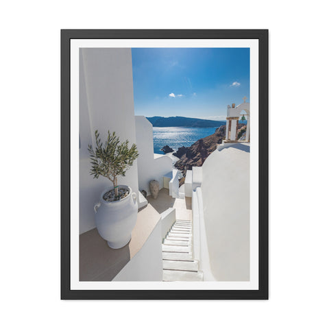 Greek Summer - Serene Coastal Framed Poster - Perfect for Home Decor & Gift Ideas