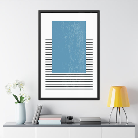 Ink Stamp 2 - Modern Minimalist Framed Poster - Blue Abstract Design for Home Decor