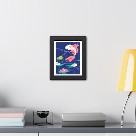 Japanese Garden 1 - Koi Fish Framed Poster - Tranquil Water Lily Art for Home Décor