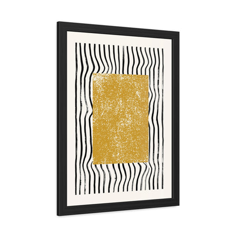 Ink Block 1 - Modern Abstract Framed Poster - Yellow and Black Art for Home Decor