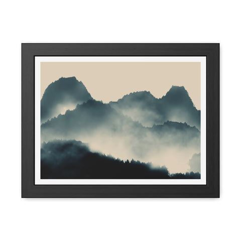 Foggy Morning 1 - Serene Mountain Framed Poster – Perfect Wall Art for Nature Lovers