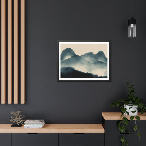 Foggy Morning 1 - Serene Mountain Framed Poster – Perfect Wall Art for Nature Lovers