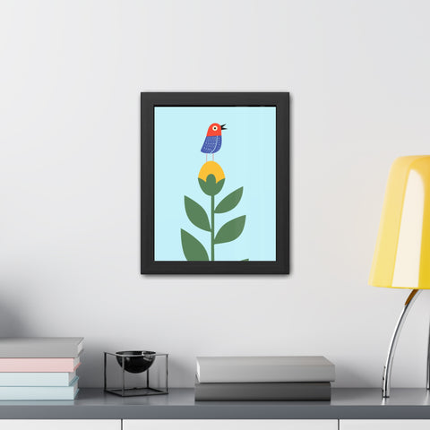 Childrana 2 - Colorful Bird & Flower Framed Poster – Cheerful Wall Art for Nature Lovers