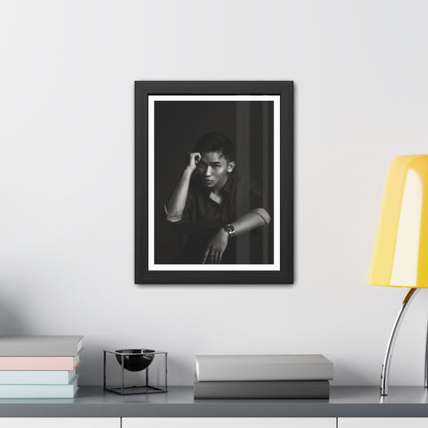 Male Portrait 1 - Elegant Framed Poster - Black and White Portrait for Modern Décor