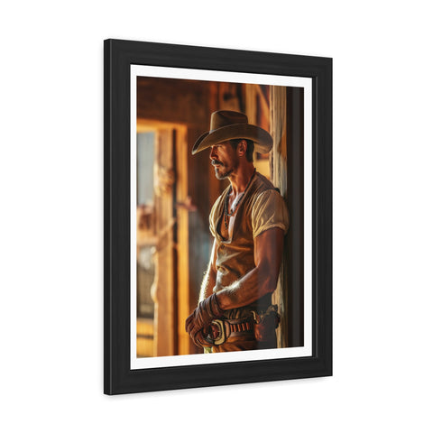 Cowboy 1 - Rustic Western Framed Poster - Cowboy Wall Art for Home Decor