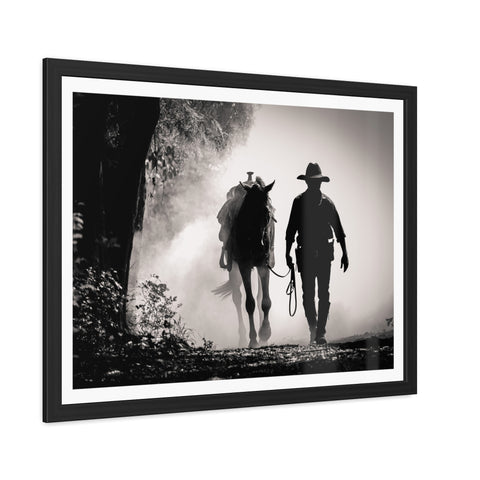 Cowboy & Horse Framed Poster - Rustic Wall Art for Equestrian Lovers