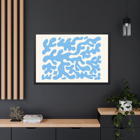 Mer 1 - Abstract Blue Coral Framed Poster - Modern Wall Art for Home Decor