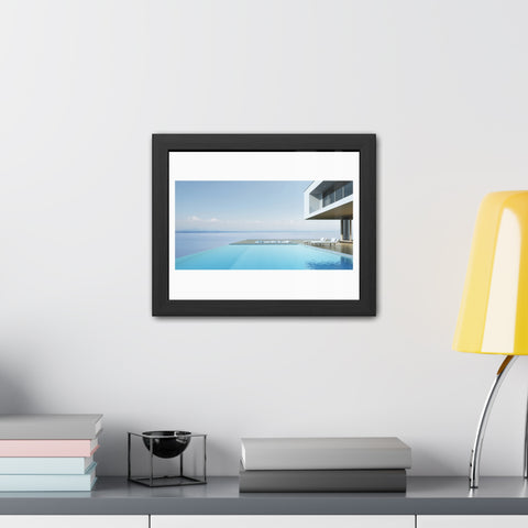 Infinity - Modern Minimalist Framed Poster - Serene Poolside View for Home Decor