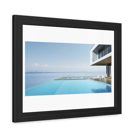 Infinity - Modern Minimalist Framed Poster - Serene Poolside View for Home Decor