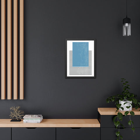 Ink Stamp 2 - Modern Minimalist Framed Poster - Blue Abstract Design for Home Decor
