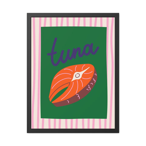 Whimsical Tuna Framed Poster - Fun Kitchen Decor for Seafood Lovers