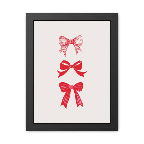 With a bow 3 - Charming Red Bow Framed Poster - Perfect Holiday Decor